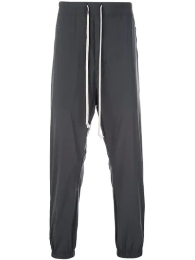 Rick Owens Dropped Crotch Track Trousers In Blue