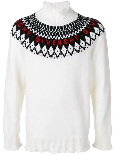 Givenchy Logo-intarsia Wool Rollneck Sweater In White