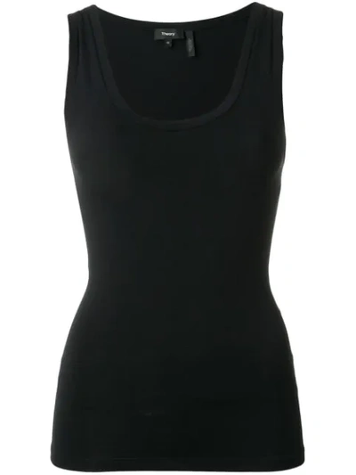 Theory Scoop Neck Vest Top In Black