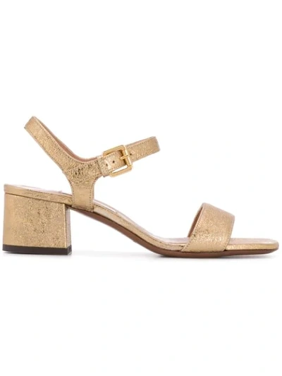 L'autre Chose Chunky Heel Sandals In Gold