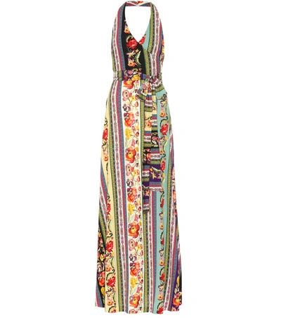 Etro Patchwork Belted Maxi Dress In Purple