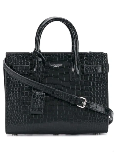 Saint Laurent Sac De Jour Croc Effect Tote In Black