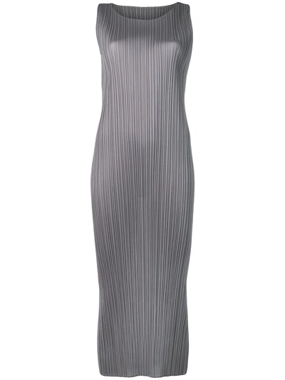 Issey Miyake Pleats Please By  Micro Pleated Midi Dress - Grey