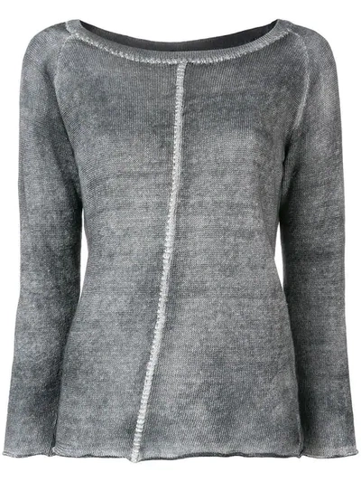 Avant Toi Distressed Linen Sweater In Grey