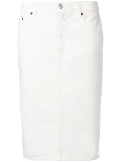 Mm6 Maison Margiela Denim Pencil Skirt In White