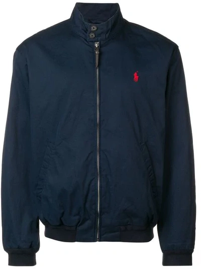 Polo Ralph Lauren Logo Embroidered Bomber Jacket In Blue