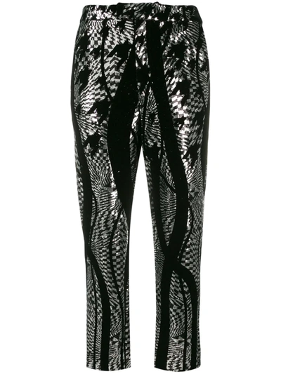 Halpern Tapered Sequin Trousers In Black