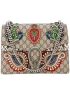 Gucci Dionysus Medium Appliquéd Embellished Coated-canvas And Snake Shoulder Bag In Gg Supreme