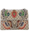 Gucci Dionysus Medium Appliquéd Embellished Coated-canvas And Snake Shoulder Bag In Multicoloured