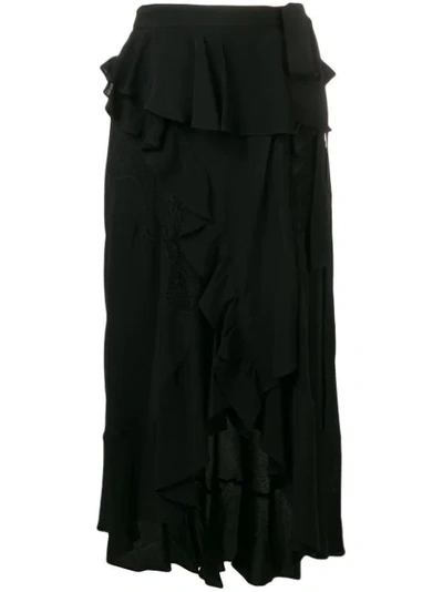 Iro Asymmetric Ruffle Skirt In Black