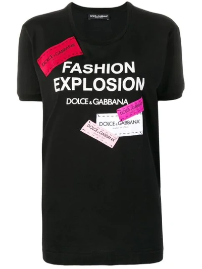 Dolce & Gabbana Fashion Explosion Patchwork Logo Tee In Black