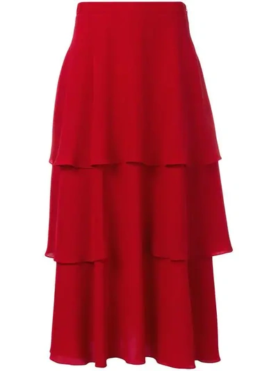 Stella Mccartney Tiered Maxi Skirt In Red