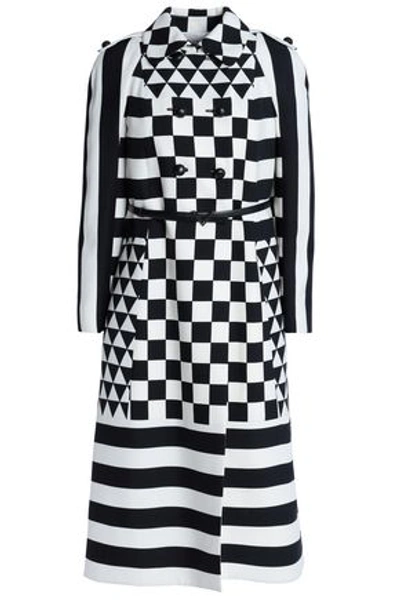 Valentino Woman Belted Printed Wool And Silk-blend Coat Off-white