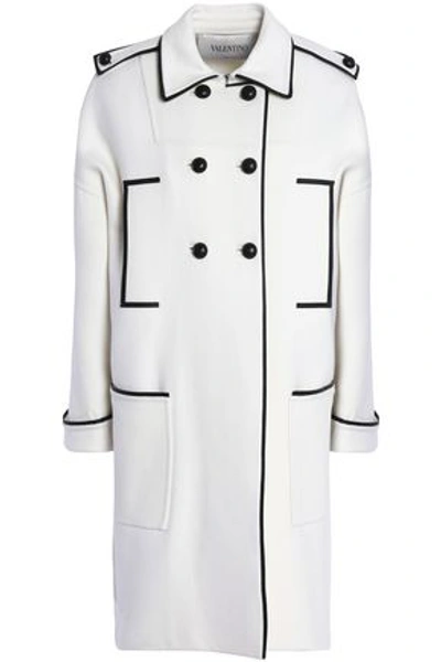 Valentino Double-breasted Wool-blend Felt Coat In Ivory