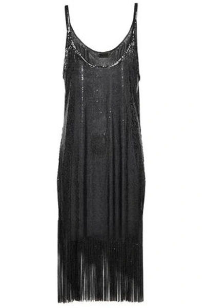 Paco Rabanne Woman Fringed Chainmail Dress Black