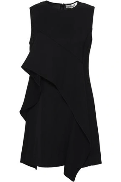 Diane Von Furstenberg Draped Woven Mini Dress In Black