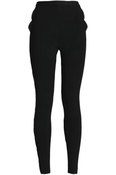 Valentino Ribbed-knit Skinny Pants In Black