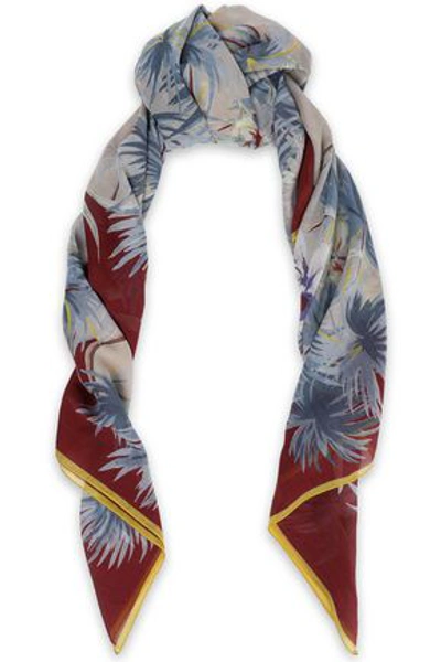 Valentino Woman Printed Cotton And Silk-blend Scarf Neutral