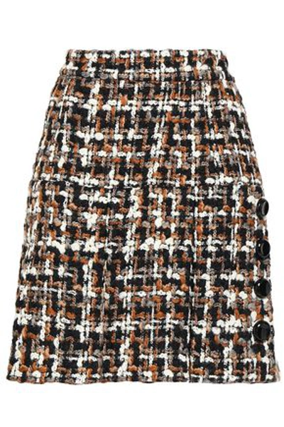 Dolce & Gabbana Woman Button-embellished Wool-blend Bouclé-tweed Mini Skirt Brown