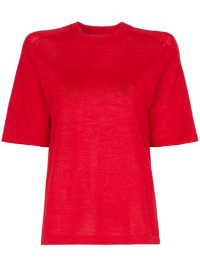 Carcel Short Sleeve Alpaca Wool T-shirt In Red