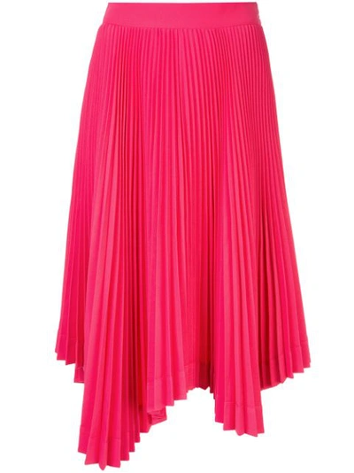 We11 Done Asymmetric Plissé-crepe Midi Skirt In Pink
