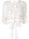 P.a.r.o.s.h Sequin Cropped Jacket In White