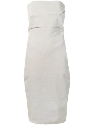 Rick Owens Fitted Strapless Dress In Grey
