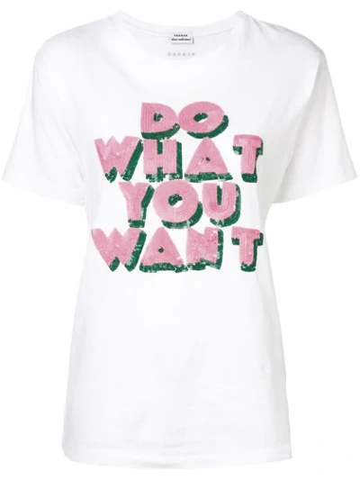 P.a.r.o.s.h Sequinned Slogan T In White