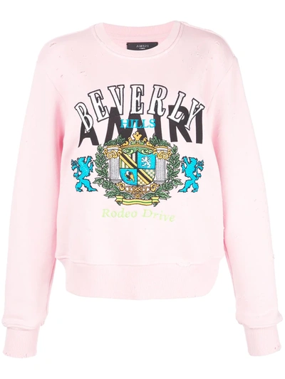 Amiri Beverly Hills Crew Neck Sweatshirt In Pink