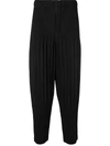 Issey Miyake Homme Plissé  Ribbed Drop-crotch Trousers - Black