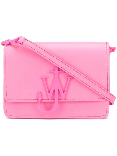 Jw Anderson Logo Mini Leather Shoulder Bag   In Pink