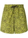 Amiri Leopard Print Swim Shorts In Yellow