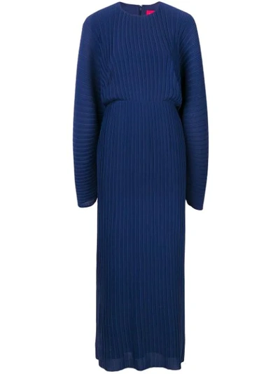 Solace London Mirabelle Pleated Dress In Blue