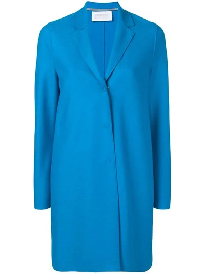 Harris Wharf London Cocoon Single Breasted Coat In Blue