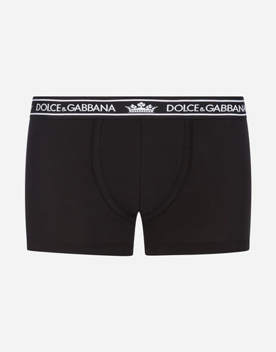 Dolce & Gabbana Boxers In Stretch Cotton Pima In Black