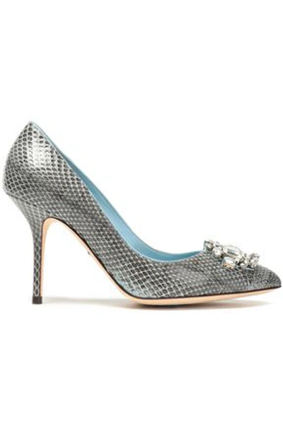 Dolce & Gabbana Woman Crystal-embellished Ayers Pumps Gray