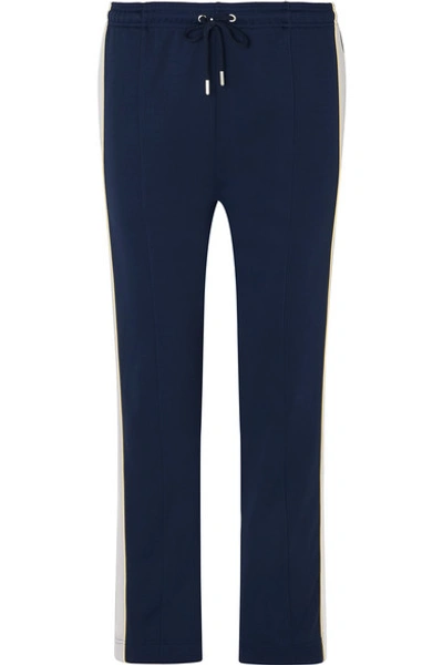 Alexa Chung Striped Stretch Cotton-blend Jersey Track Pants In Navy