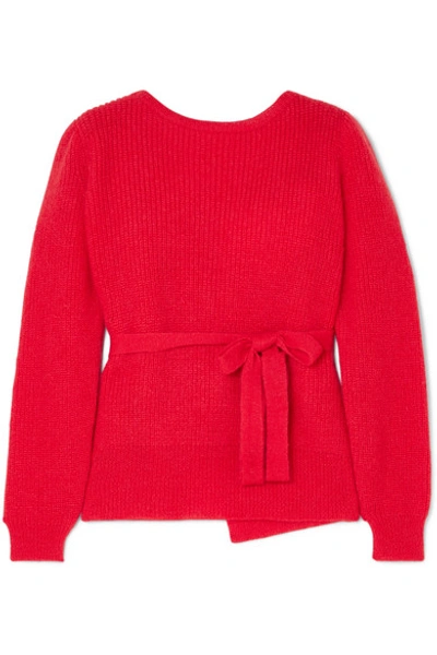 Alexa Chung Open-back Mohair-blend Wrap Sweater In Red