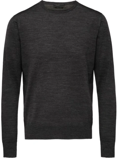 Prada Long-sleeve Fitted Sweater In Grey