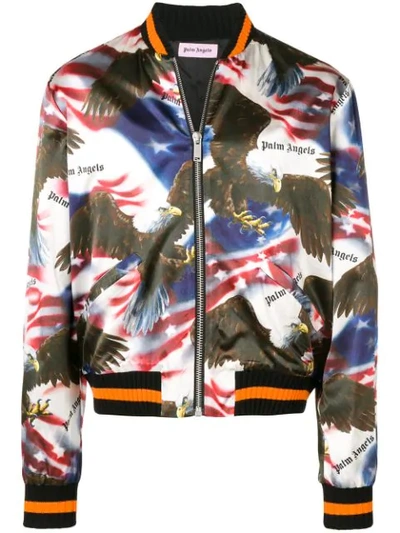 Palm Angels Eagle Print Bomber Jacket In Black