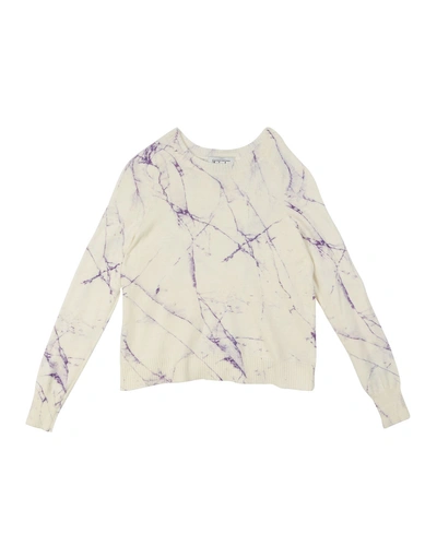 Autumn Cashmere Marble-print Raglan-sleeve Top In Purple