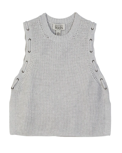 Autumn Cashmere Knit Woven Grommet Sleeveless Top In Gray