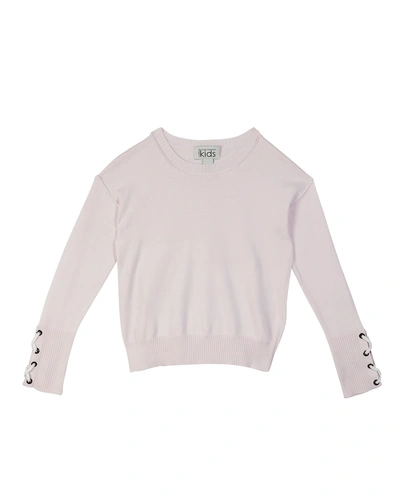 Autumn Cashmere Laced Cuff Cotton Top In Pink