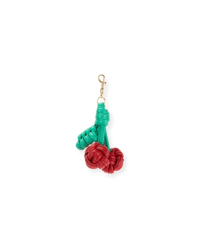 Anya Hindmarch Knotted Leather Cherries Charm In Red