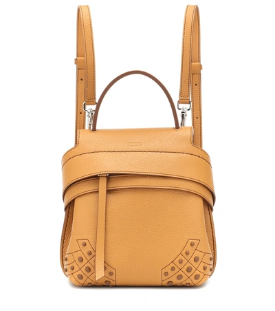 Tod's Wave Mini Leather Backpack In Yellow