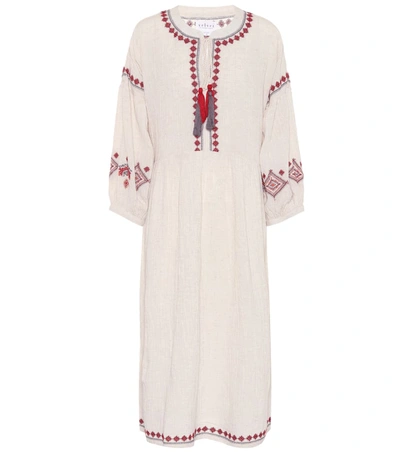 Velvet Etta Embroidered Cotton-blend Dress In White