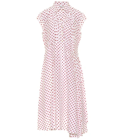 Balenciaga Polka-dot Silk Shirt Dress In White