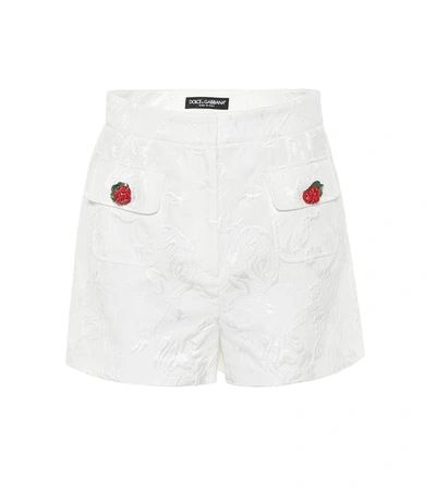 Dolce & Gabbana High-rise Cotton-blend Floral Jacquard Shorts In White