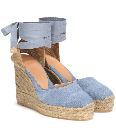 Castaã±er Carina Canvas Wedge Espadrilles In Blue