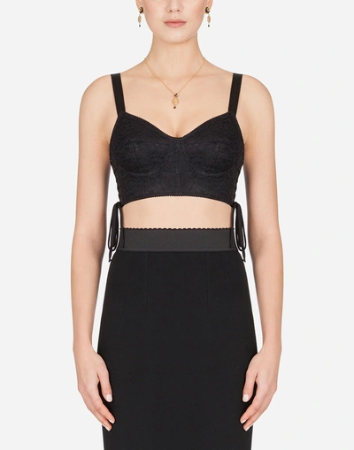 Dolce & Gabbana Corset Top With Laces In Black